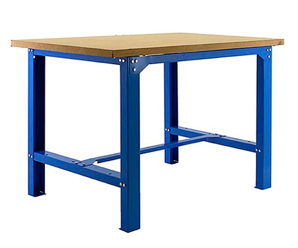 PROREGAL® Werkbank Werkbank Buffalo Wood/Metal, (HxBxT 87x120/150/180x73cm, Traglast 600kg, Blau, Grau) von PROREGAL®