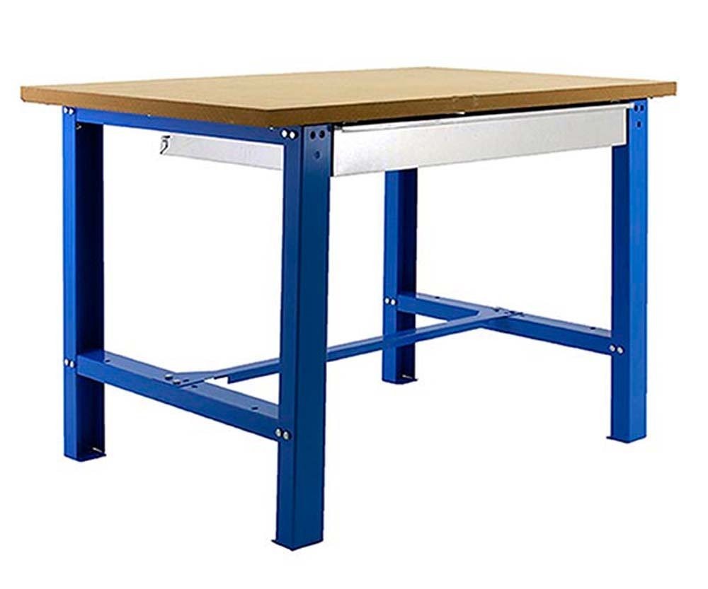 PROREGAL® Werkbank Werkbank Buffalo Wood mit Schublade, (HxBxT 87x120/150/180x75cm, Traglast 600kg, Blau, Grau) von PROREGAL®