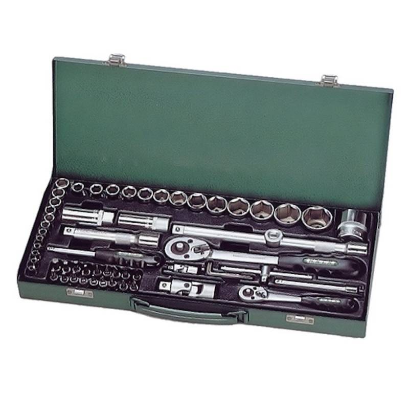 PROREGAL® Werkzeughalter Steckschlüsselsatz HAVARD, 59 Teile, 1/4" (4-13mm) + 1/2" (10-32mm) von PROREGAL®