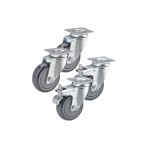 Proroll | Gummireifen thermoplastisch | Set-Angebot | 2 x Lenkrolle und 2 x Lenkrolle mit Doppelstopp | Montageplatte | Rad-Ø x Breite 50 x 18 mm Proroll | Gummireifen thermoplastisch | Set-Angebot | 2 x Lenkrolle und 2 x Lenkrolle mit Doppelstopp | Montageplatte | Rad-Ø x Breite 50 x 18 mm von Proroll