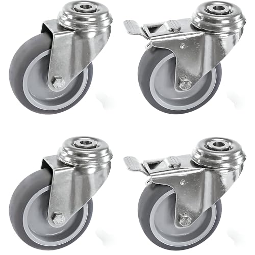 Proroll | Set aus thermoplastischen Gummireifen | Gehäuse Edelstahl | mit Rückenloch | 4 Lenkrollen | davon 2 mit Doppelstopp | Rad-Ø x Breite 50 x 19 mm Proroll | Set aus thermoplastischen Gummireifen | Gehäuse Edelstahl | mit Rückenloch | 4 Lenkrollen | davon 2 mit Doppelstopp | Rad-Ø x Breite 50 x 19 mm von Proroll