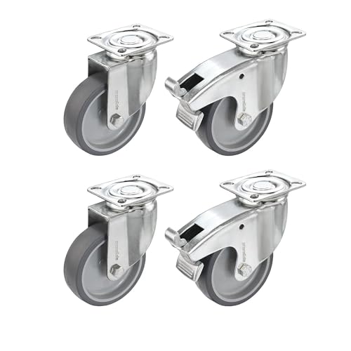 Proroll | Set aus thermoplastischen Gummireifen | mit Montageplatte | 2 Lenkrollen und 2 Lenkrollen mit Doppelstopp | Rad-Ø x Breite 100 x 32 mm Proroll | Set aus thermoplastischen Gummireifen | mit Montageplatte | 2 Lenkrollen und 2 Lenkrollen mit Doppelstopp | Rad-Ø x Breite 100 x 32 mm von Proroll