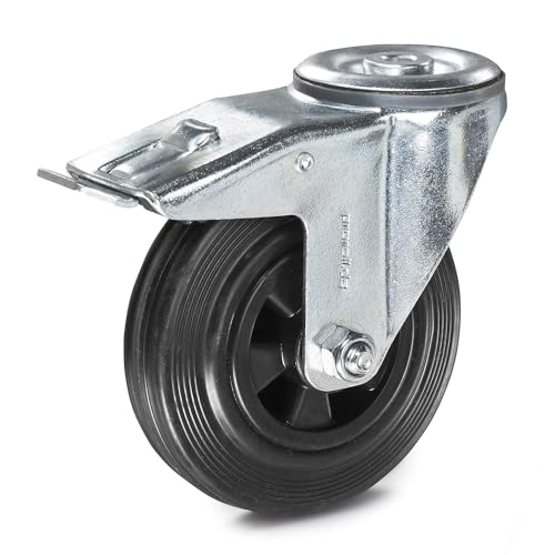 Proroll | Vollgummi-Reifen | Kunststoff-Felge | Rad-Ø x Breite 100 x 30 mm | Lenkrolle mit Doppelstopp von Proroll