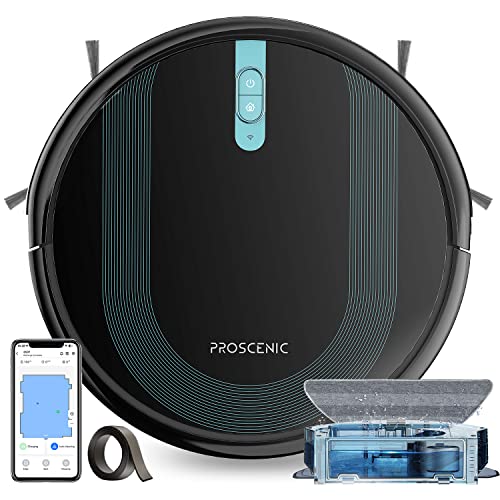 Proscenic 850T WLAN Saugroboter, Staubsauger Roboter, Alexa & Google Home & Appsteuerung, Saugroboter mit Wischfunktion, 3000Pa Saugleistung auf Teppichen und Hartböden, Schwarz+blau von Proscenic