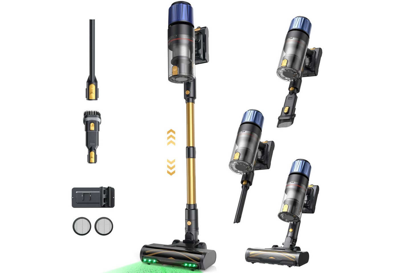 Proscenic Akku-Hand-und Stielstaubsauger P15 G mit 60 kPa, 580W, 70 Min, 580 W, beutellos, LED, grüne Vertect™, geeignet für Tierhaare von Proscenic