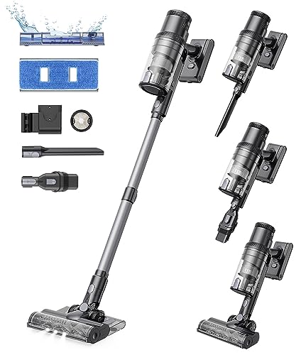 Proscenic P11 Mopping Staubsauger mit Wischfunktion, 45KPA-550W-60Min Akku Staubsauger Kabellos und Saugwischer, Staubsauger Wischen und Saugen Anti-Tangle für Teppich Hartböden Vorhang Haustierhaare von Proscenic