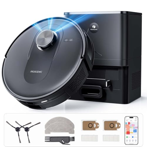 Proscenic Q8 Max Saugroboter mit Absaugstation, 5000Pa 200min Leistungsstark Staubsauger Roboter mit Wischfunktion, Intelligentes Laser Navigation mit 5 Karten, Steuerung über APP Alexa Siri Google Proscenic Q8 Max Saugroboter mit Absaugstation, 5000Pa 200min Leistungsstark Staubsauger Roboter mit Wischfunktion, Intelligentes Laser Navigation mit 5 Karten, Steuerung über APP Alexa Siri Google von Proscenic