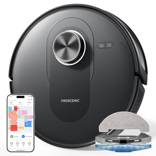 Proscenic Q8 Saugroboter mit Wischfunktion 5000Pa 200min Staubsauger Roboter Leistungsstark Laser Navigation mit 5 Karten, Steuerung über APP Alexa Siri IFTTT Google, für Böden Teppiche Tierhaare von Proscenic
