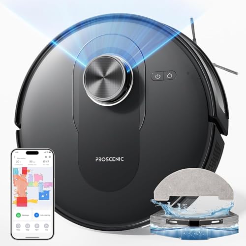 Proscenic Q8 Saugroboter mit Wischfunktion, 5000Pa 200min Staubsauger Roboter Leistungsstark Laser Navigation mit 5 Karten, Steuerung über APP Alexa Siri IFTTT Google für Böden Teppiche Tierhaare von Proscenic