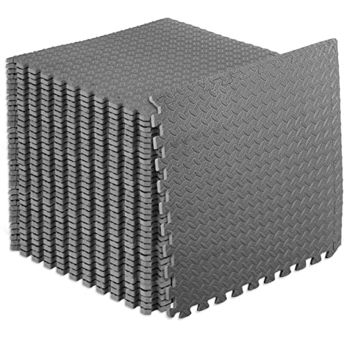 ProsourceFit Puzzle Exercise Mat ½ in, EVA Interlocking Foam Floor Tiles for Home Gym, Mat for Home Workout Equipment, Floor Padding for Kids, Grey, 24 in x 24 in x ½ in, 144 Sq Ft - 36 Tiles von ProsourceFit