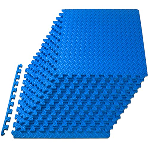 ProsourceFit Puzzle Exercise Mat ½ in, Eva Interlocking Foam Floor Tiles for Home Gym, Mat for Home Workout Equipment, Floor Padding for Kids, Blue, 24 in x 24 in x ½ in, 48 Sq Ft - 12 Tiles von ProsourceFit