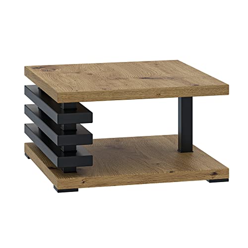 PROROOM FURNITURE Moderner Couchtisch KIMO Artisan/Schwarz 60x60 Höhe 32 cm - Kaffeetisch mit Ablageplatte - Eleganter Sofatisch für Wohnzimmer - Stabiler, langlebiger Wohnzimmertisch von Prospero Meble