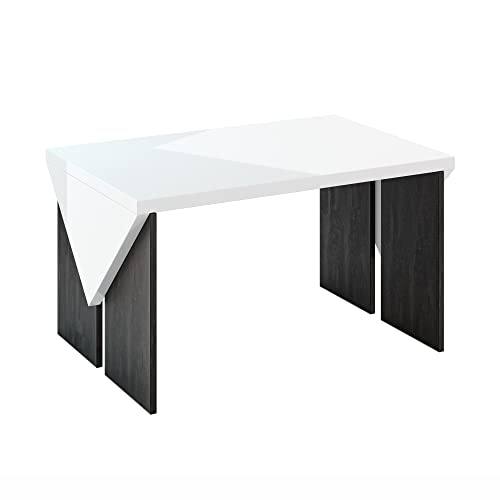 Prospero Meble PROROOM Furniture Eleganter Kaffeetisch TROP Weiß Glanz/Schwarz 90x60 Höhe 50 cm - Couchtisch - Moderner Sofatisch für Wohnzimmer - Stabiler, langlebiger Wohnzimmertisch von Prospero Meble