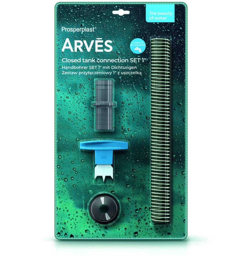 Arves Handbohrer Anschluss Set mit Dichtungen 1'' (23,5 mm) basalt von Prosperplast since 1993