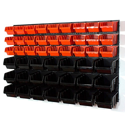 54 tlg Wandregal Regal InBox Gr.3, 4 orange schwarz Werkstatt Starke Lagerregal von Prosperplast