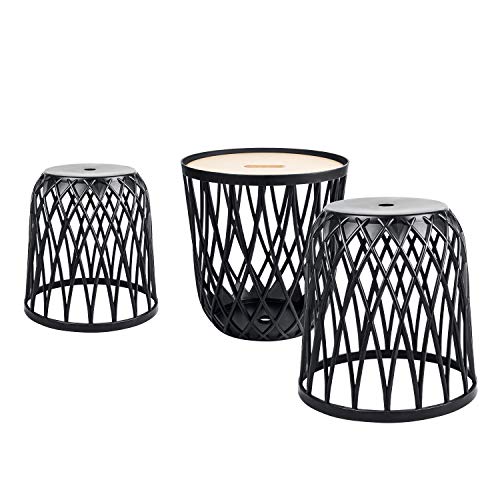 55L Multifunktionaler Korbset (mit Holzdeckel) + 2x35L Prosperplast aus Kunststoff in Anthrazitfarbe von Prosperplast