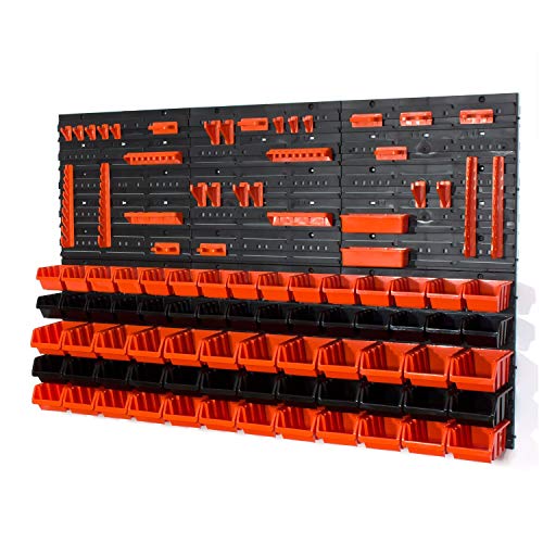 72 tlg Wandregal Steckregal In Box Gr.1, 2 orange schwarz Regal Werkstatt Halter von Prosperplast