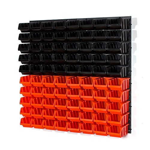 84 tlg Wandregal Boxen Lagerregal Stapelbox Gr.2 orange schwarz Regal Werkstatt von Prosperplast