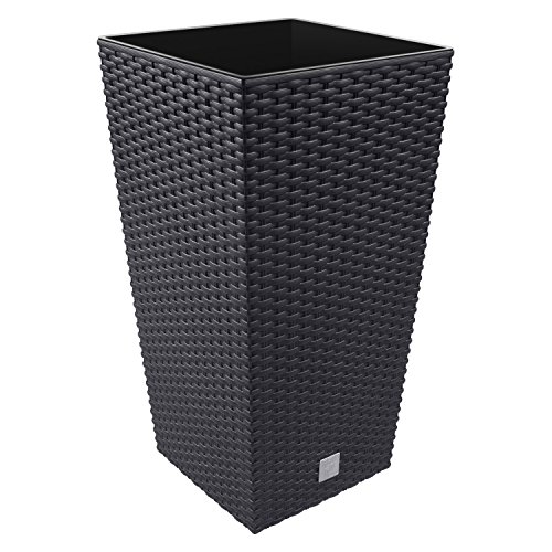 Pflanzgefäß L mit Innenverkleidung, Rattan, 75 cm hoch, anthrazit Pflanzgefäß L mit Innenverkleidung, Rattan, 75 cm hoch, anthrazit von Prosperplast