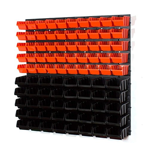 94 tlg Wandregal Lagerregal Regale Stapelboxen Gr. 1, 2 schwarz orange Halterung von Prosperplast
