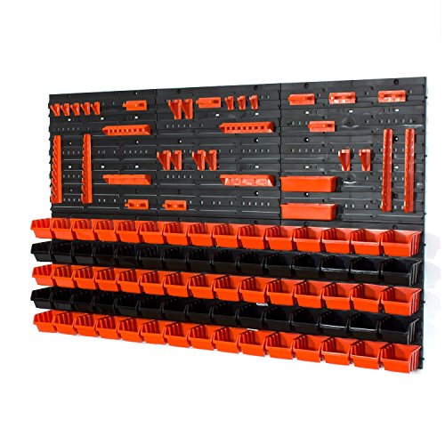 Aufbewahrungsbehälter mit Wandbefestigung, Größe XS, 75 Stück, Schwarz / Orange von Prosperplast