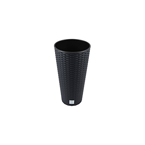 Blumentopf Pflanztopf Vase rund Oberfläche Imitation Rattan inkl. Pflanzeinsatz anthrazit DRTUS 8 Liter von Prosperplast