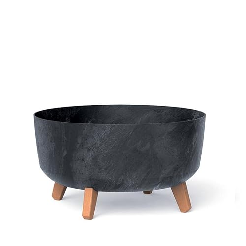 Prosperplast Blumentopf mit Füßen Pflanzkübel – 20,7 x Ø 38 cm - Blumenkübel Beton Effect Gracia, Anthrazit, DGRL400LE von Prosperplast