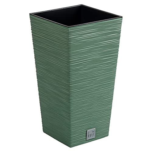Erdgrüner Pflanzkübel, mit Behälter, Kollektion FURU, 34,5 x 34,5 x 66 cm, Fassungsvermögen 24 L. von Prosperplast