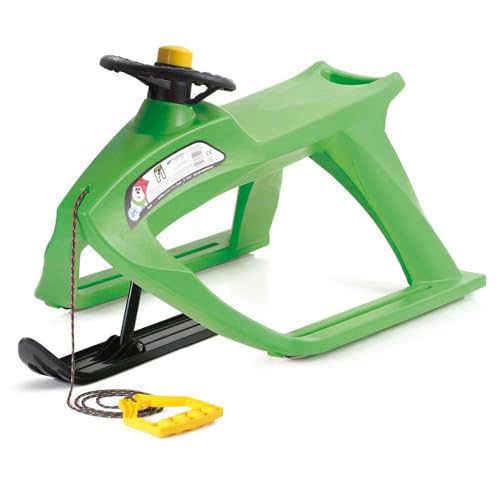 Hoher Schlitten mit Stahlgleitern und Lenkrad mit Hupe und Seil von Prosperplast