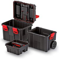 PROSPERPLAST Werkzeugkiste »Heavy«, 3-teilig, mit Rollen, schwarz/rot PROSPERPLAST Werkzeugkiste »Heavy«, 3-teilig, mit Rollen, schwarz/rot von Prosperplast