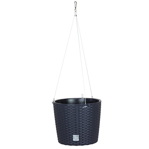 Pflanzschale D 26 cm anthrazit Hängetopf Rattan Blumentopf Bewässerungssystem von Prosperplast