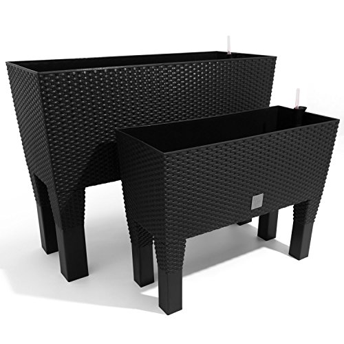 Prosperplast 2er Set 30L 72L Pflanzkübel Pflanzkasten mit Bewässerunssystem Rattan Optik Blumentopf Füßen anthrazit Prosperplast 2er Set 30L 72L Pflanzkübel Pflanzkasten mit Bewässerunssystem Rattan Optik Blumentopf Füßen anthrazit von Prosperplast