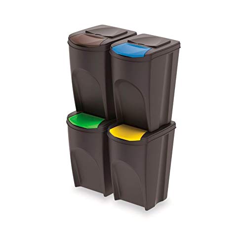 Set von 4 Recyclingwürfeln 140L Prosperplast Sortibox der Anthrazitfarbe von Prosperplast