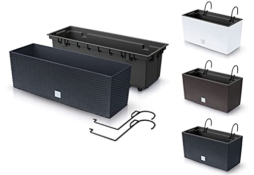 Prosperplast Jardinera für Balkon Rato Fall W, Abmessungen (MM) 580 x 180 x 195, Anthrazitfarbe von Prosperplast