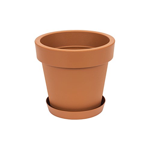 Prosperplast Blumentopf Übertopf inkl. Untersetzer 19.5 x 18.5 cm Terracotta Blumenkübel Pflanzkübel Pflanztopf Kunststoff Lofly von Prosperplast