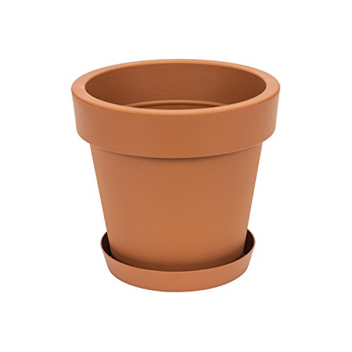 Prosperplast Blumentopf Übertopf inkl. Untersetzer Blumenkübel 24.5 x 23 cm Terracotta Pflanzkübel Pflanztopf Kunststoff Lofly von Prosperplast