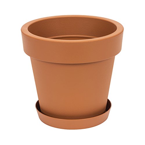 Prosperplast Blumentopf Übertopf inkl. Untersetzer Blumenkübel 34.5 x 32 cm Terracotta Pflanzkübel Pflanztopf Kunststoff Lofly von Prosperplast