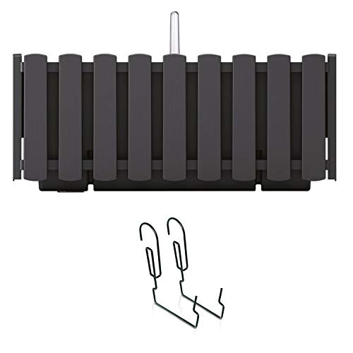 Prosperplast Boardee Fencycase Balkonkasten mit Aufhängung und Bewässerungssystem Blumenkasten Blumentopf mit Haken Pflanzkasten (380 mm Länge, Anthrazit) von Prosperplast