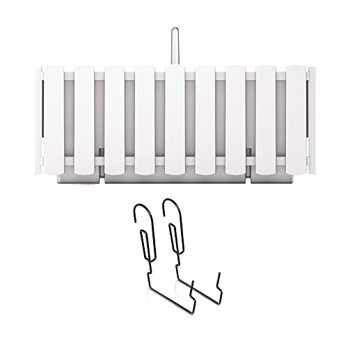 Prosperplast Boardee Fencycase Balkonkasten mit Aufhängung und Bewässerungssystem Blumenkasten Blumentopf mit Haken Pflanzkasten (380 mm Länge, Weiß) von Prosperplast
