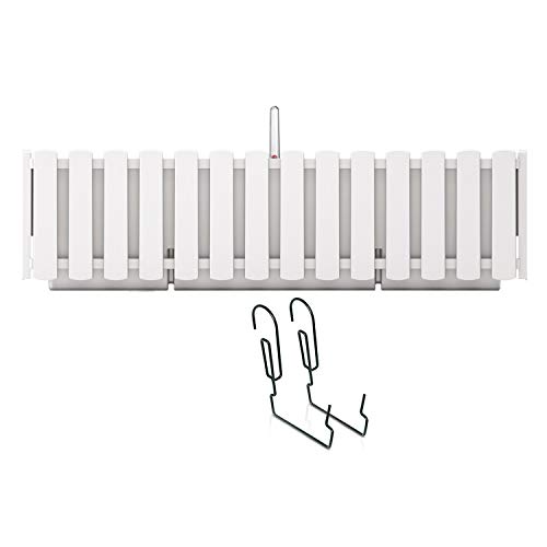 Prosperplast Boardee Fencycase Balkonkasten mit Aufhängung und Bewässerungssystem Blumenkasten Blumentopf mit Haken Pflanzkasten (580 mm Länge, Weiß) von Prosperplast