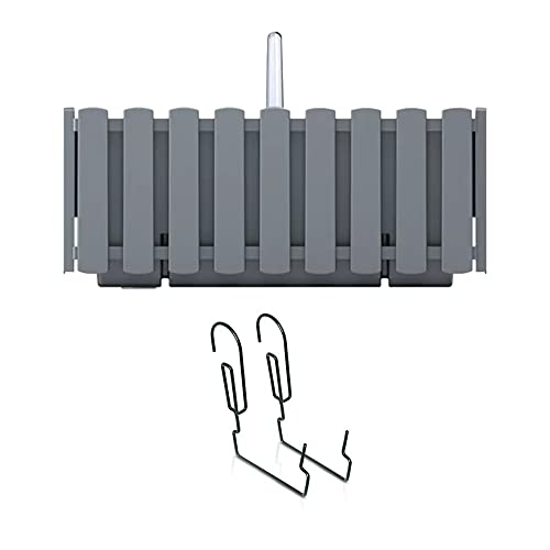 Prosperplast Boardee Fencycase Balkonkasten mit Aufhängung und Bewässerungssystem Blumenkasten Blumentopf mit Haken Pflanzkasten (380 mm Länge, Grau) von Prosperplast