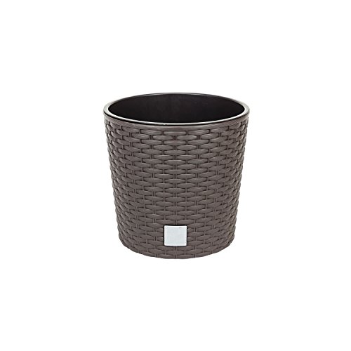 Prosperplast Pflanzkübel inkl. Einsatz D 20,5 cm Rattan-Optik braun Blumentopf Rato Serie von Prosperplast