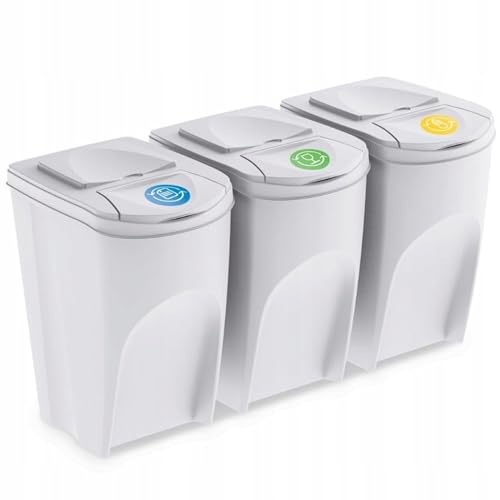 Prosperplast Set 3 x 35 l Mülleimer SORTIBOX - Ashen von Prosperplast