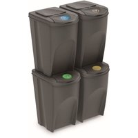 Prosperplast - Set de 4 Abfalleimer dede Abfallbehälter keden sortibox Wertstoffbehälter, grau, Volumen 4x35L von Prosperplast