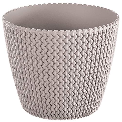 Prosperplast Splofy Blumentopf Pflanzkübel Pflanzgefäß Blumenkübel Strickmuster Kunststoff (130mm, Mocca) von Prosperplast