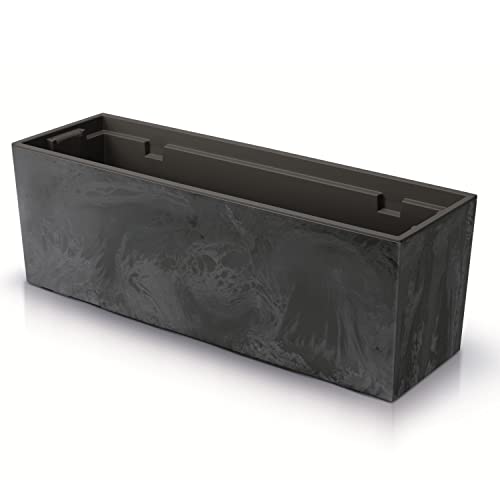 Prosperplast Urbi Case Beton Effect Pflanzkübel mit Innentopf Pflanztrog Blumentrog für Innen- und Außenbereich Rechteckig Kunststoff 77x23,5x24,6cm (Anthrazit) von Prosperplast