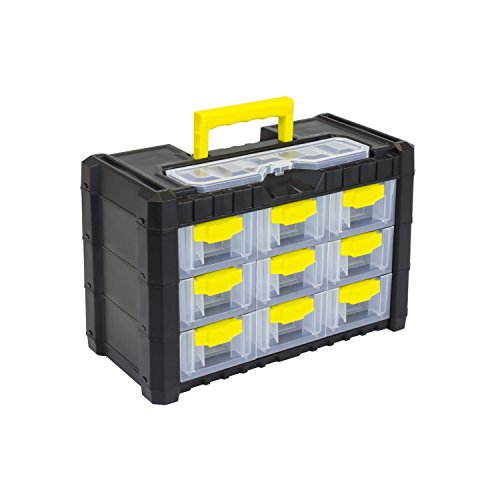 Prosperplast Werkzeugbox Multicase (Ordnungssystem für Werkzeug u. Zubehör, Wandmontage möglich; 40x20x26 cm) NS303, Schwarz von Prosperplast