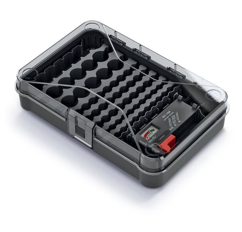 Prosperplast Werkzeugkoffer Kistenberg Batterie Box Organiser KBBT mit Battery Tester von Prosperplast