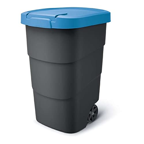 Prosperplast Wheeler 110L Müllbehälter mit Rädern und Deckel Mülltonne Müllgroßbehälter Großmülltonne Universaltonne Kunststoff (Blau) von Keden