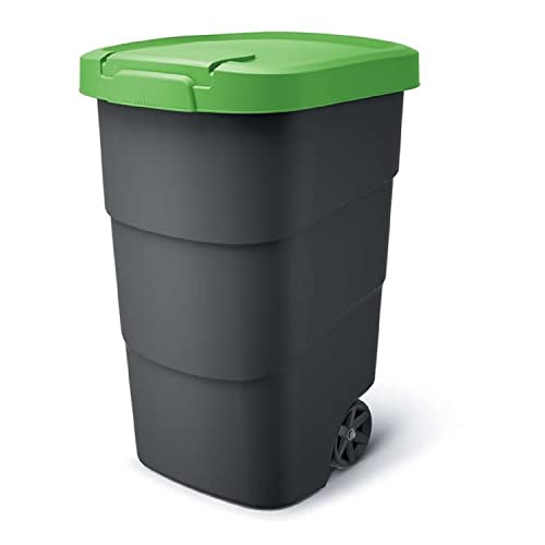 Prosperplast Wheeler 110L Müllbehälter mit Rädern und Deckel Mülltonne Müllgroßbehälter Großmülltonne Universaltonne Kunststoff (Grün) von Prosperplast